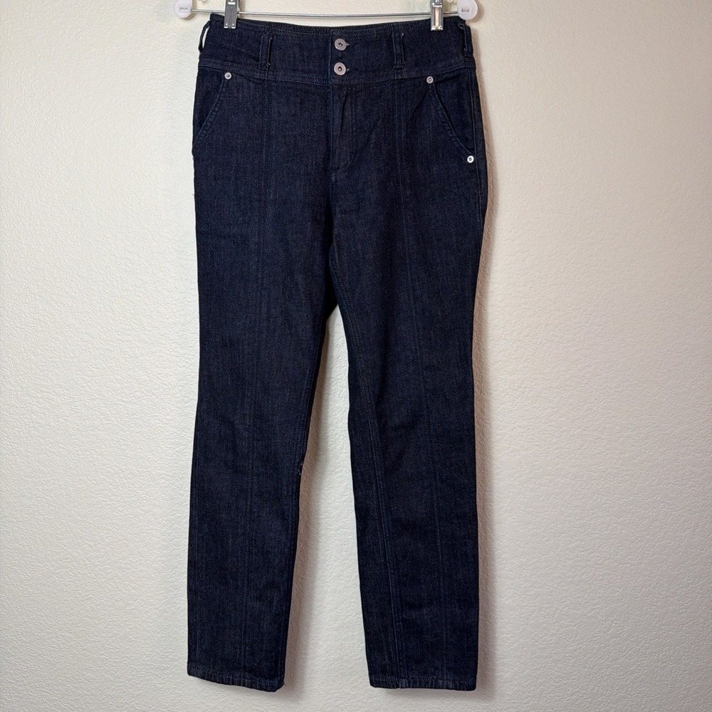 Pilcro Straight Jeans 27 Womens Dark Wash Seam Detail High Rise Double Button